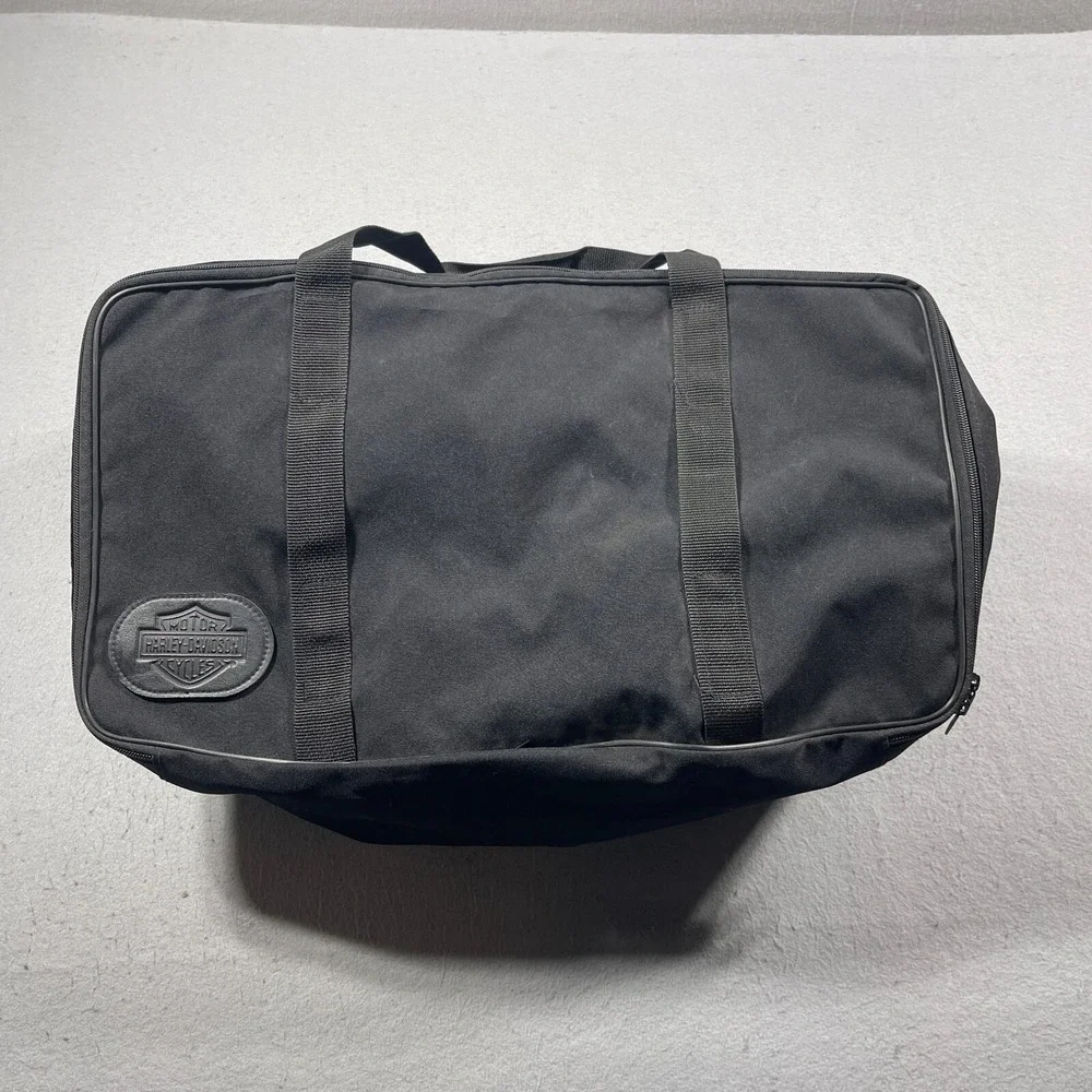 Harley Davidson Black Canvas Duffel Bag Travel Luggage Logo Patch 22 Inch
